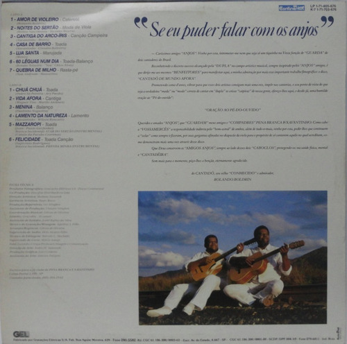 LP - Pena Branca & Xavantinho – Cantadô De Mundo Afora (1990)